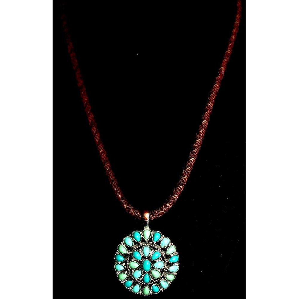 Turquoise Pendant Necklace Vintage Ralph Lauren Silver Starburst CHAPS  by RL